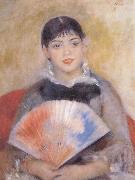 Pierre Auguste Renoir girl witb a f an Germany oil painting artist